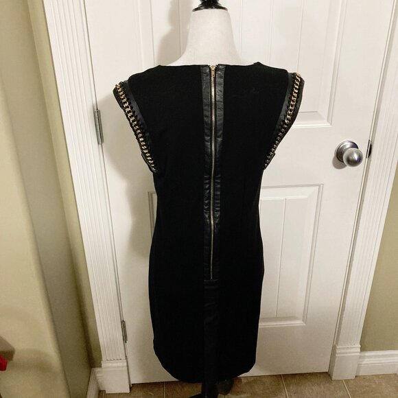 DEX Black pencil dress w/ pleather and gold tone chain detailing ~ MEDIUM LARGE - Picture 15 of 15